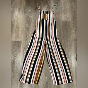 Pink, black and brown strip overalls